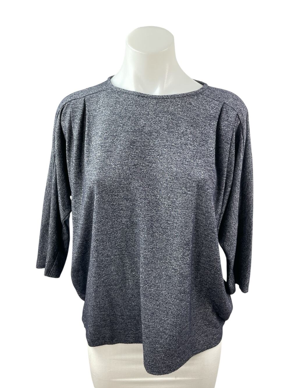 COS Women's Black Gray Heather Half Sleeve Loose Relaxed T Shirt Tee Top Size S